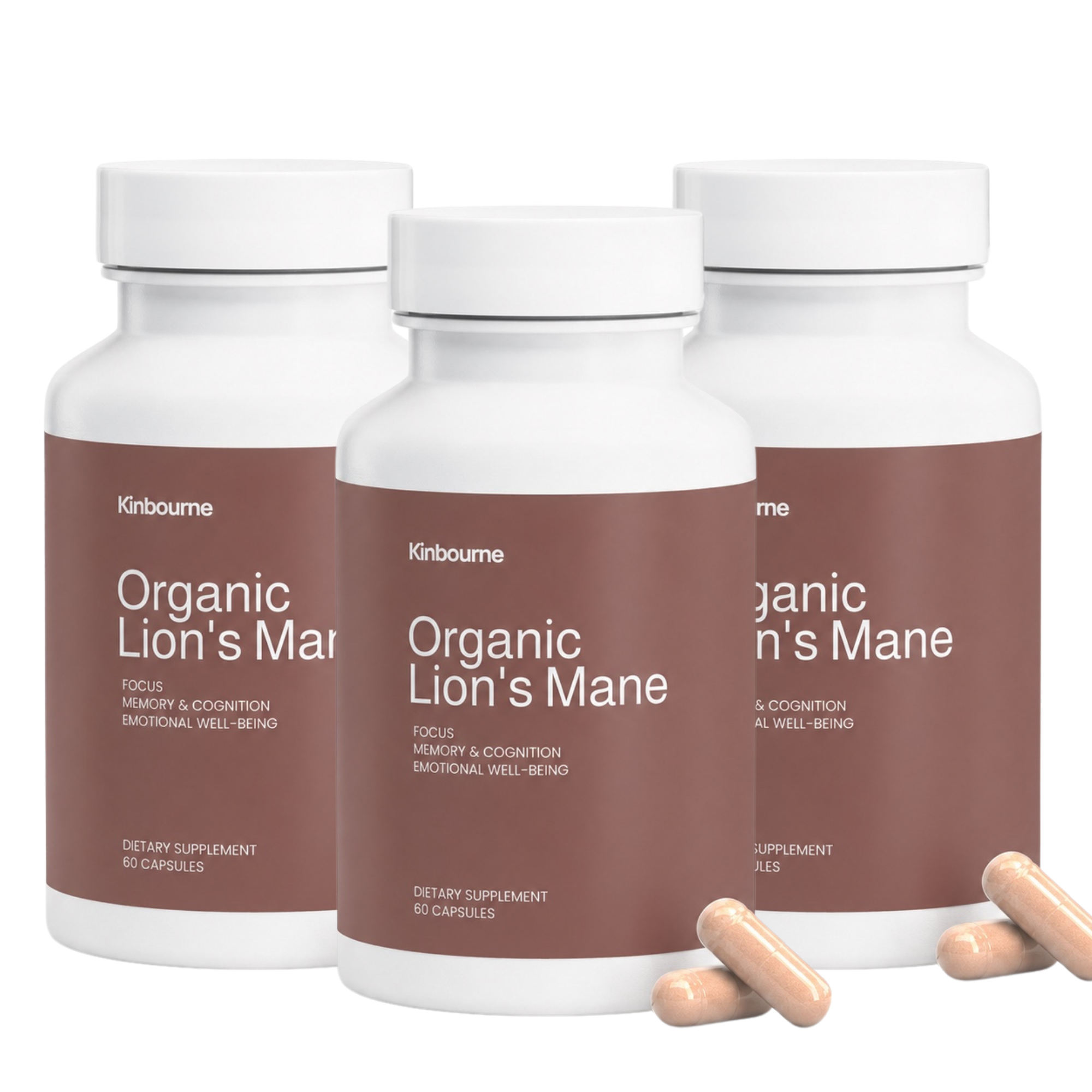 Kinbourne Lion's Mane Capsules bottles